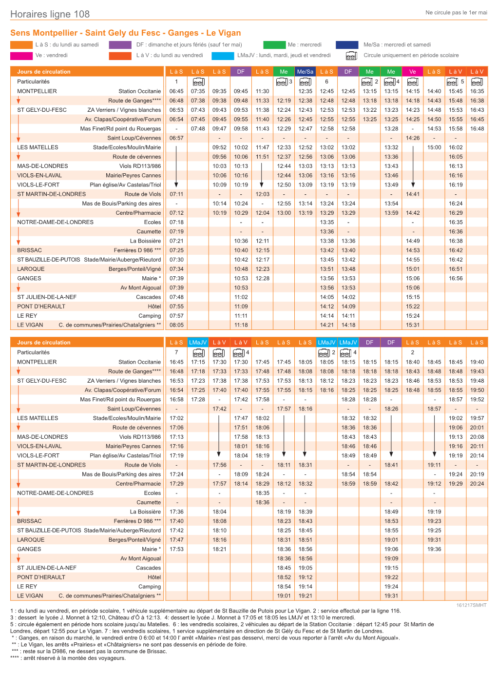 Horaires Ligne 108 Ne Circule Pas Le 1Er Mai