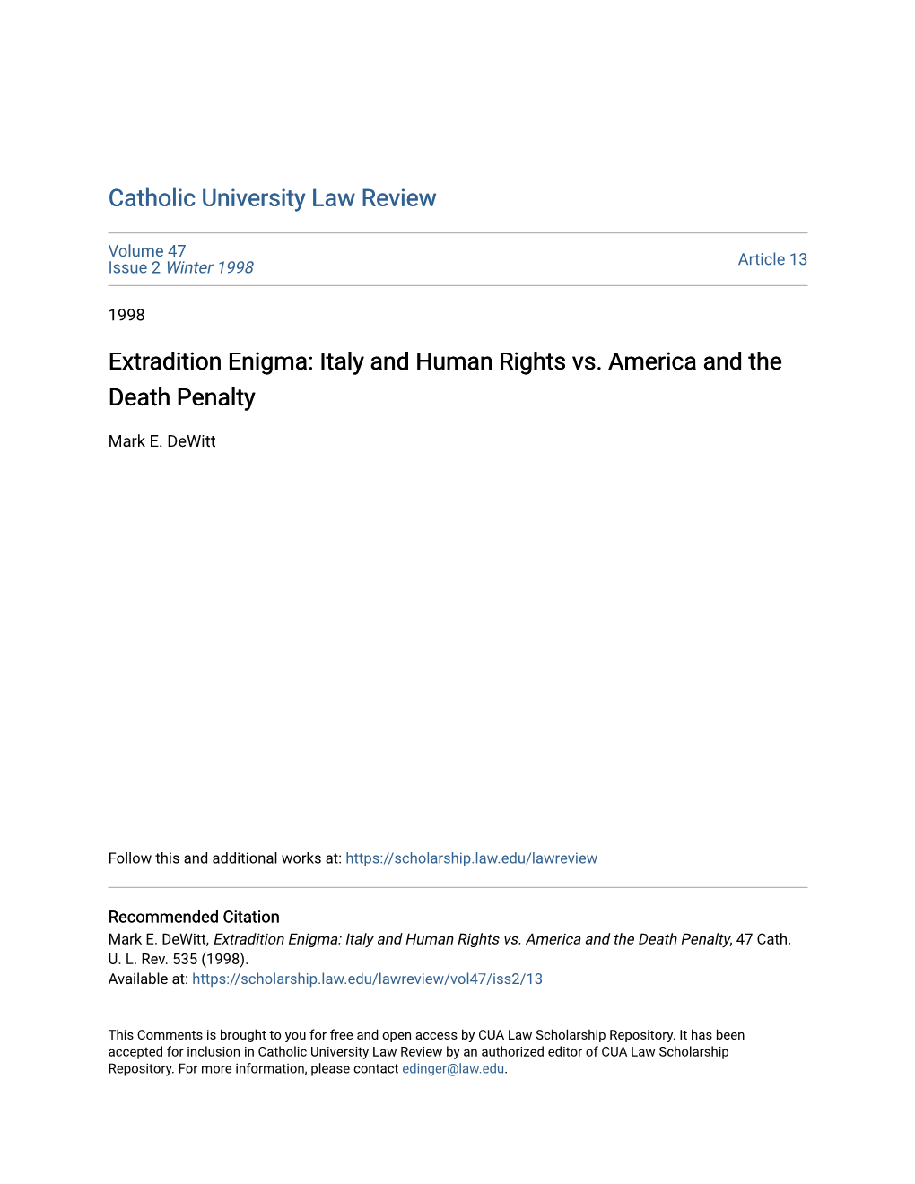 Extradition Enigma: Italy and Human Rights Vs