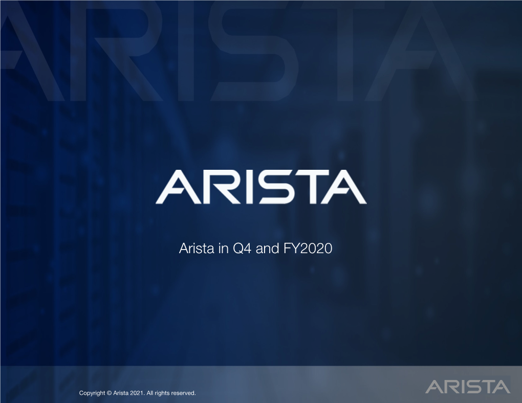 Arista in Q4 and FY2020