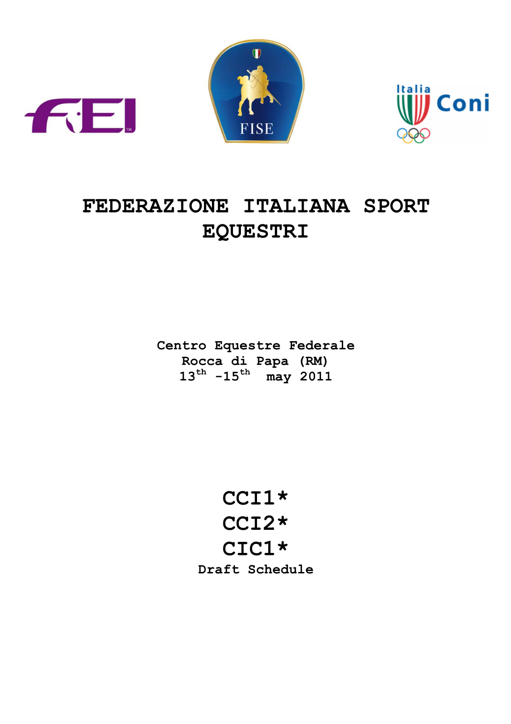 Federazione Italiana Sport Equestri Cci1* Cci2* Cic1*