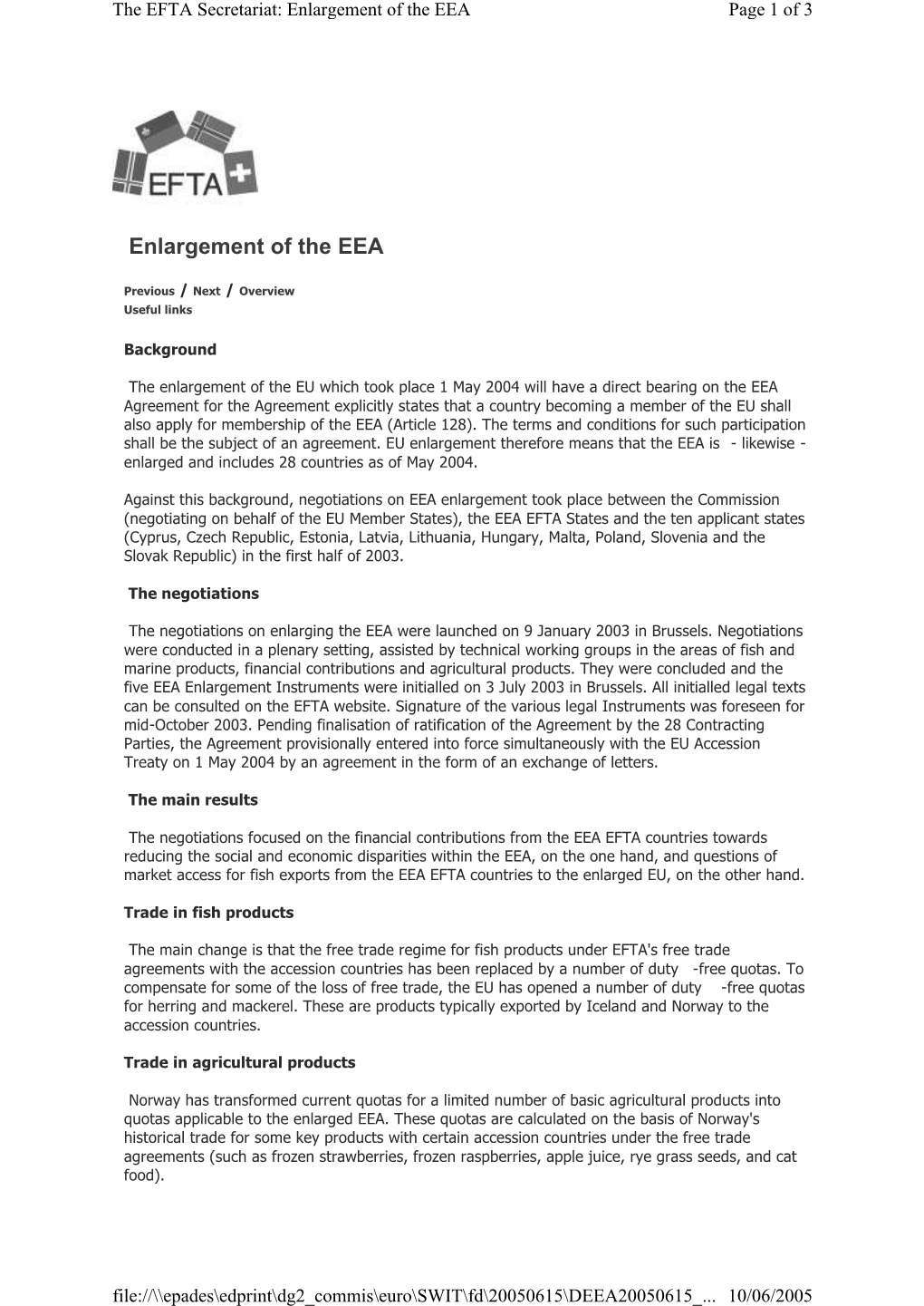 Enlargement of the EEA Page 1 of 3