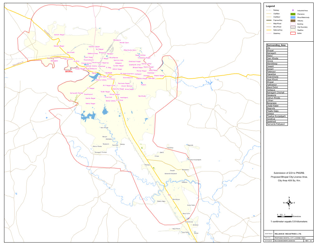 Map Title Proposed Bhopal City License Area