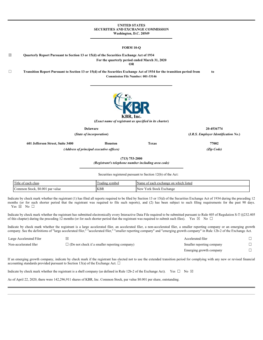 KBR, Inc. (Exact Name of Registrant As Specified in Its Charter)