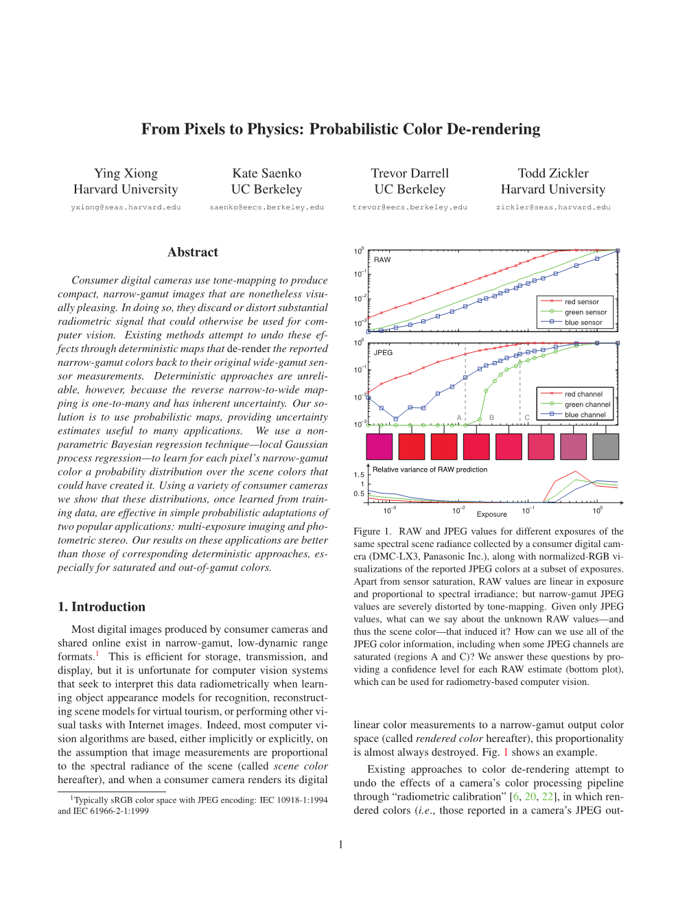 From Pixels to Physics: Probabilistic Color De-Rendering