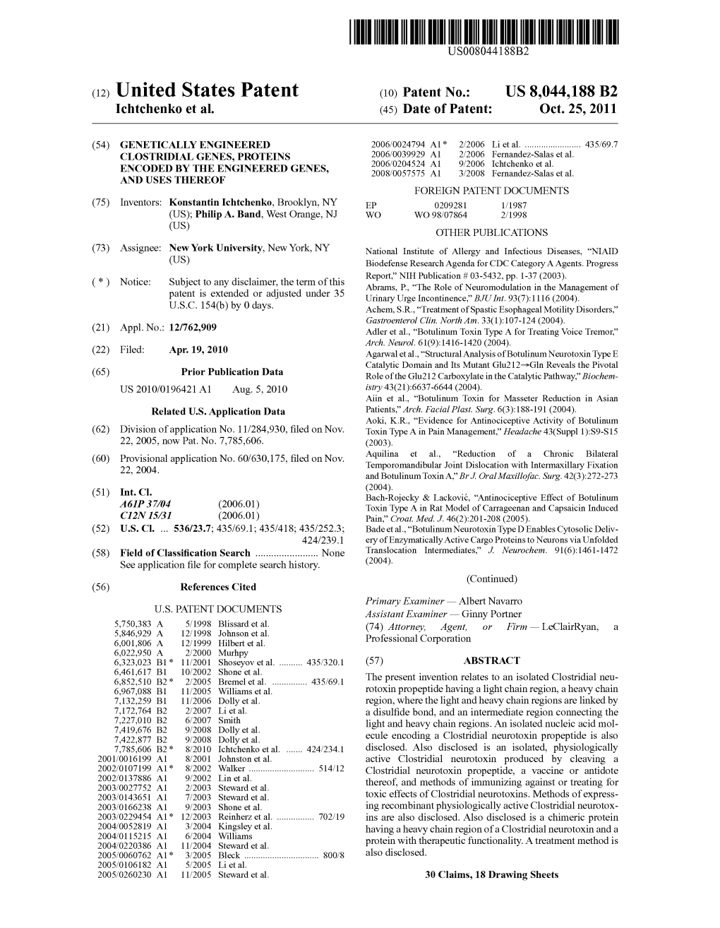 Patent (10) Patent No.: US 8,044,188 B2 Ichtchenko Et A]