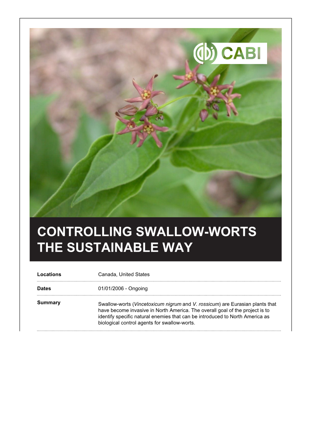 Controlling Swallow-Worts the Sustainable Way