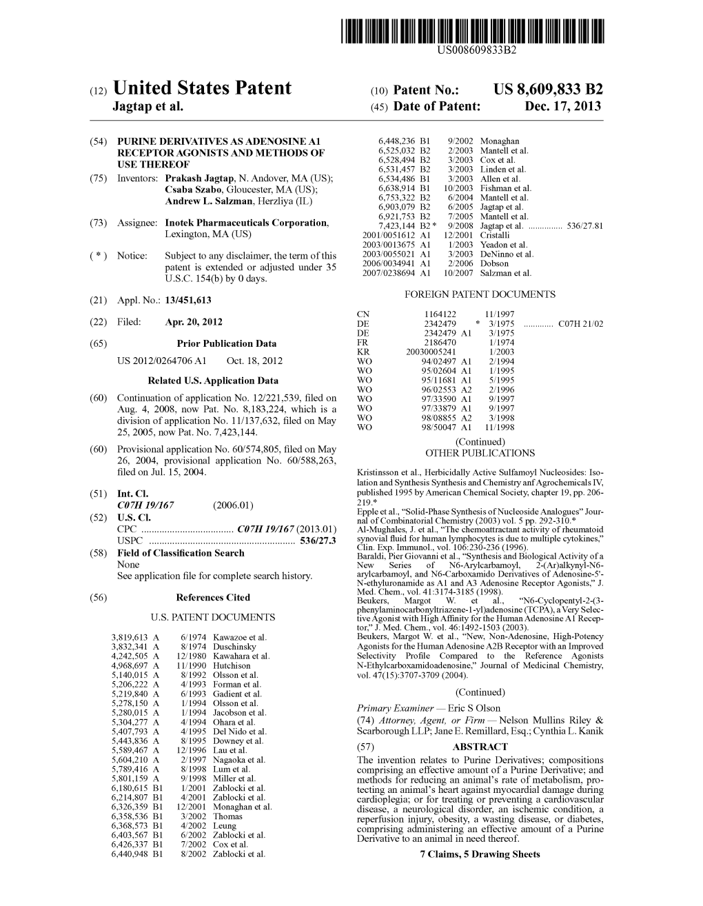 (12) United States Patent (10) Patent No.: US 8,609,833 B2 Jagtap Et Al