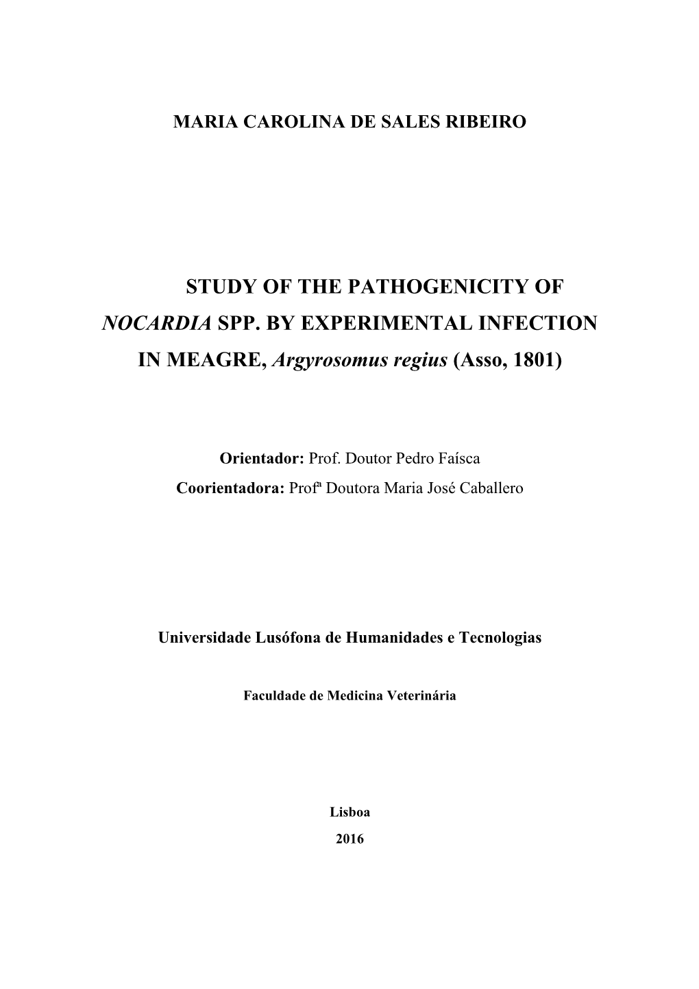 Study of the Pathogenicity of Nocardia Spp