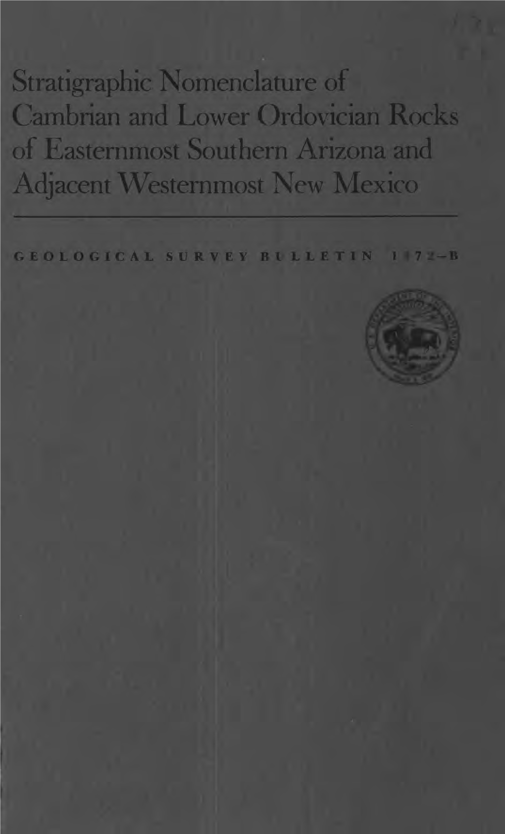 Stratigraphic Nomenclature of Cambrian and Lower Ordovician Rocks of Easternmost Southern Arizona and Adjacent Westernmost New Mexico