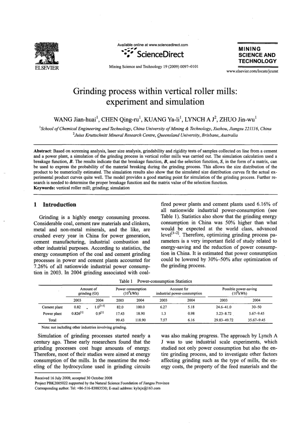 Grinding Process Within Vertical Roller Mills: Experiment and Simulation