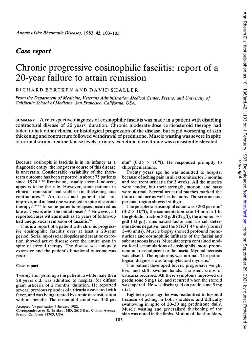 Chronic Progressive Eosinophilic Fasciitis: Report of a 20-Year Failure