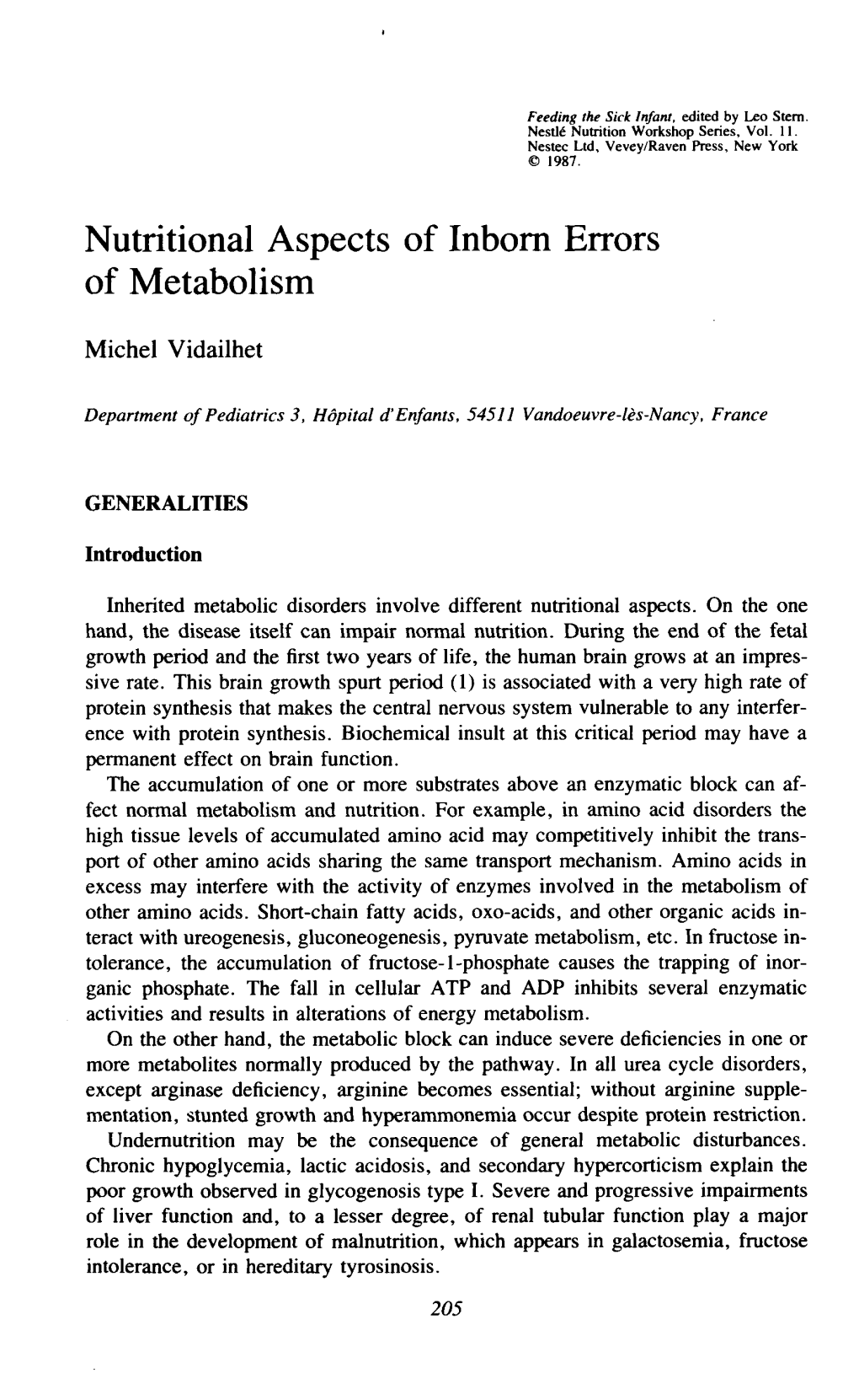 Nutritional Aspects of Inborn Errors of Metabolism