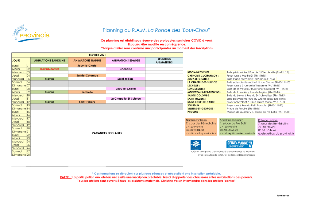 Planning Du RAM La Ronde