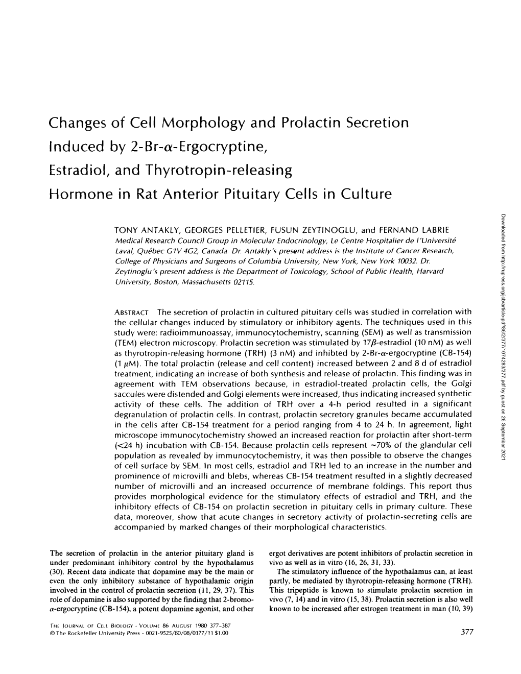 Ergocryptine, Estradiol, and Thyrotropin-Releasing Hormone