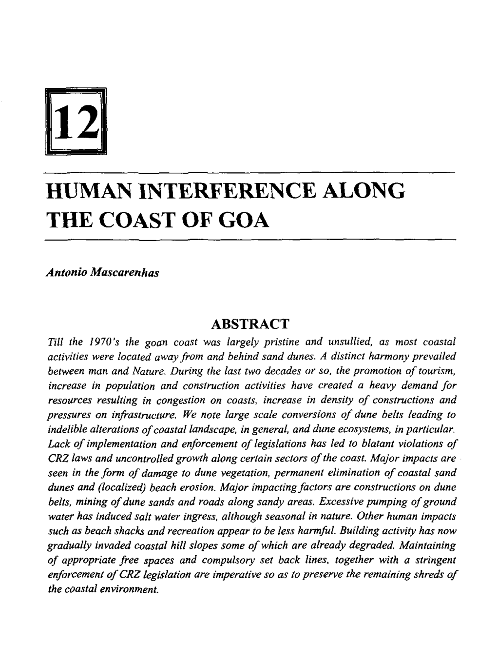 Human Interference Along the Coast of Goa