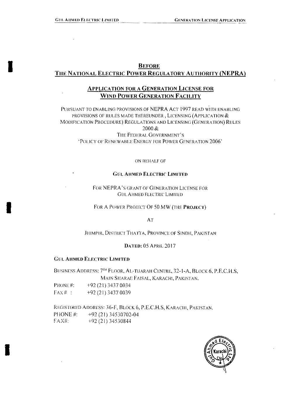 Generation License Application of Gul Ahmed Electric.Pdf