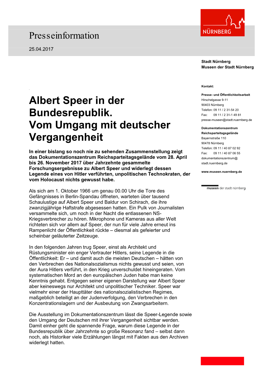 Albert Speer in Der Bundesrepublik