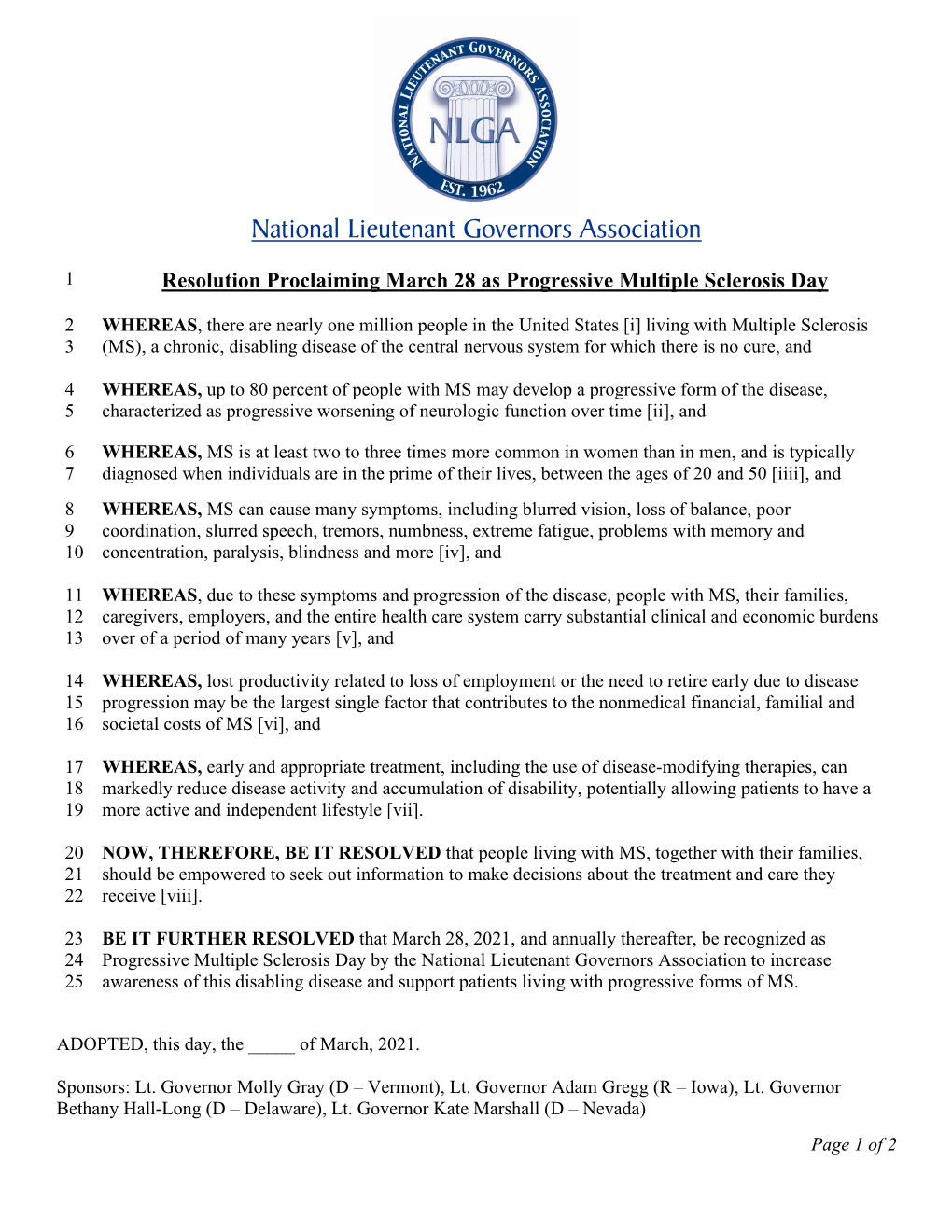 National Lieutenant Governors Association