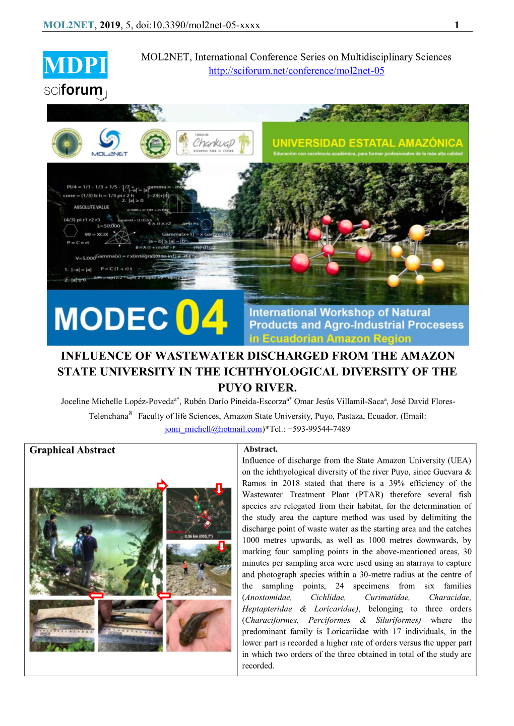 Influence of Wastewater Discharged from the Amazon State University in the Ichthyological Diversity of the Puyo River