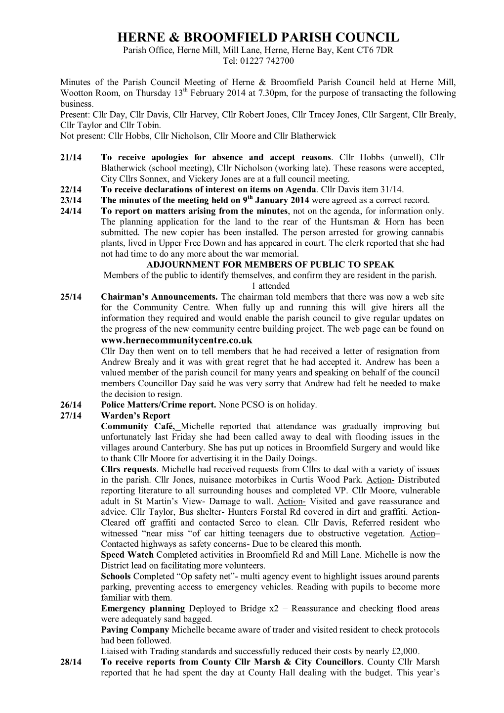 Herne & Broomfield Parish Council