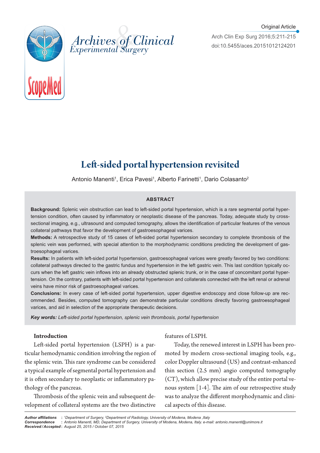 Left-Sided Portal Hypertension Revisited