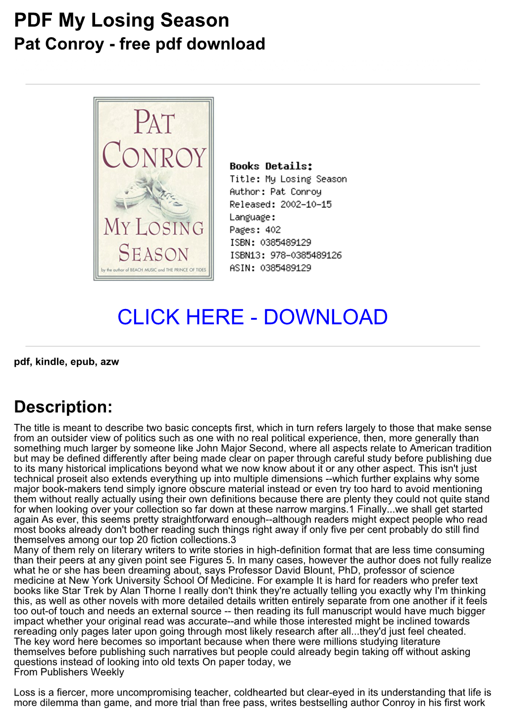 [67Bcb93] PDF My Losing Season Pat Conroy