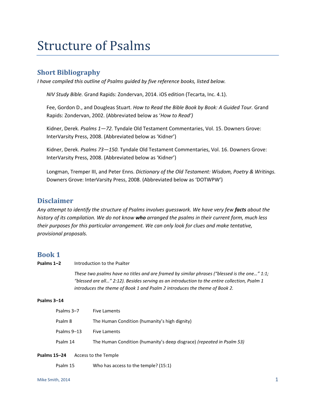 Structure of Psalms