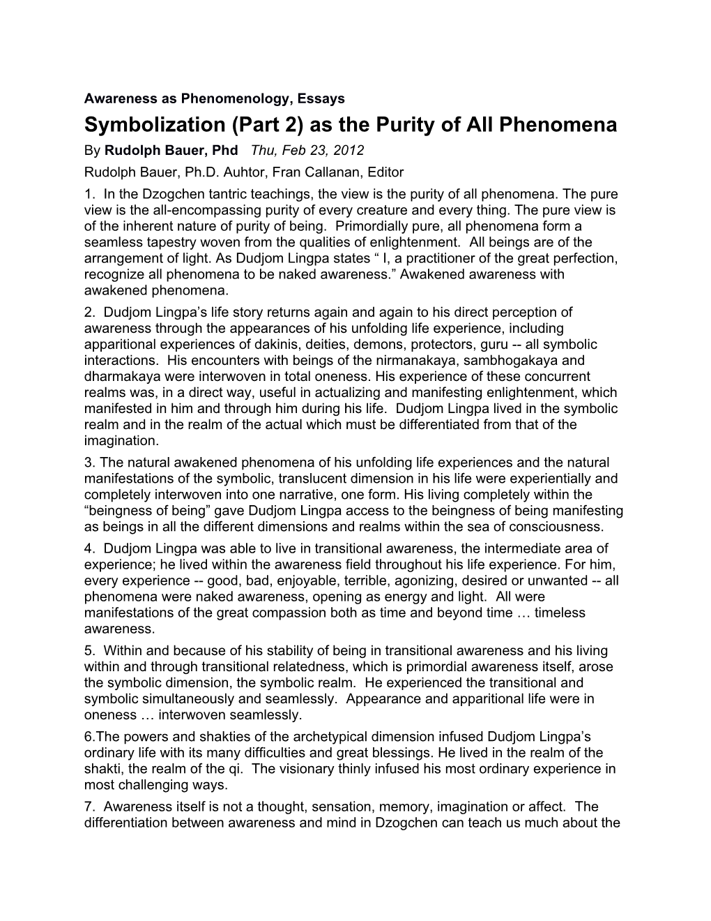 Symbolization (Part 2) As the Purity of All Phenomena