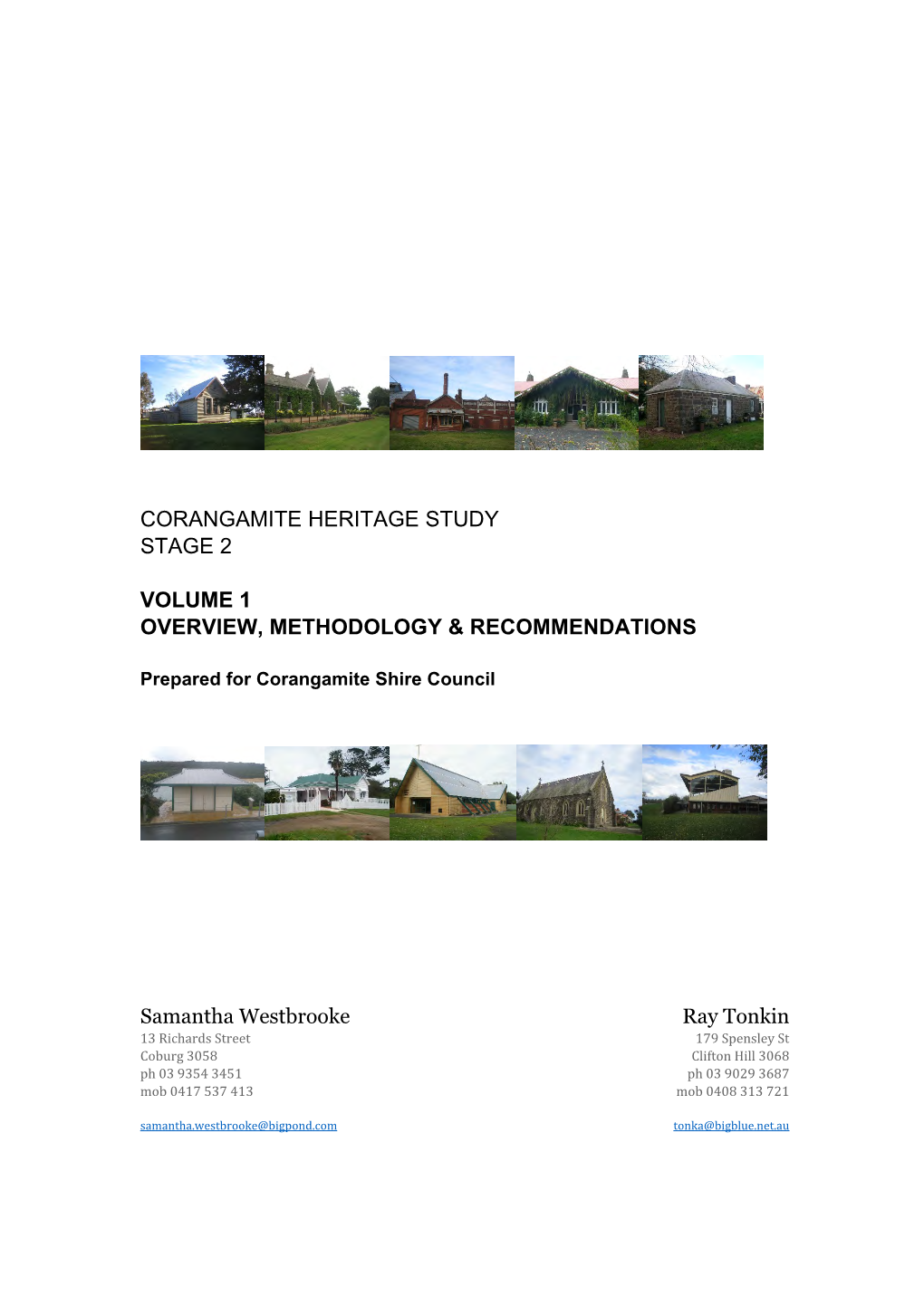 Corangamite Heritage Study Stage 2 Volume 1 Overview, Methodology