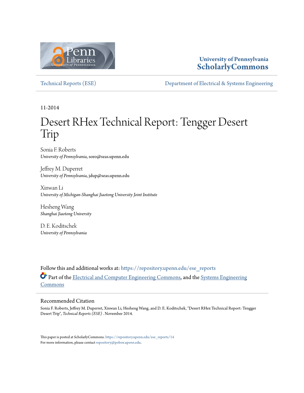 Desert Rhex Technical Report: Tengger Desert Trip Sonia F