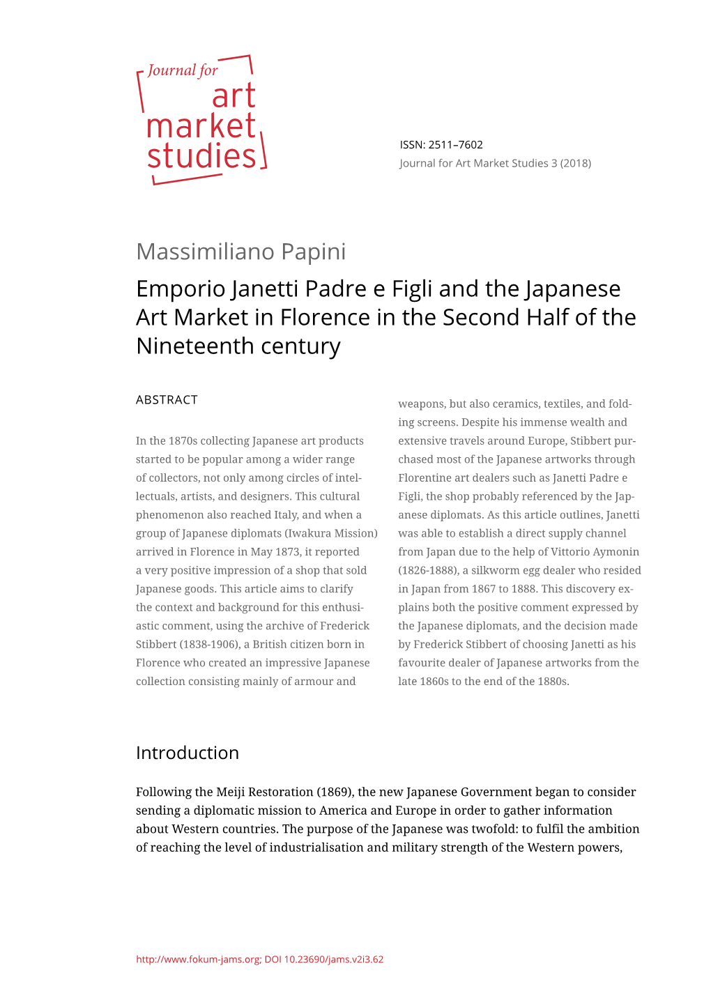 Massimiliano Papini Emporio Janetti Padre E Figli and the Japanese Art Market in Florence in the Second Half of the Nineteenth Century