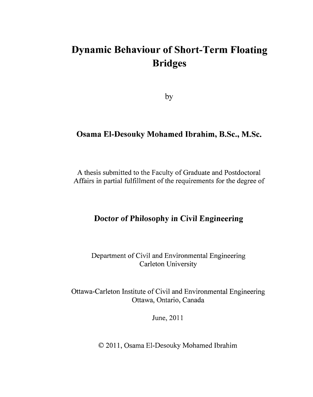 Dynamic Behaviour of Short-Term Floating Bridges