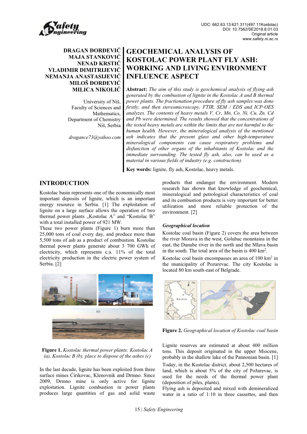 Geochemical Analysis of Kostolac Power Plant Fly