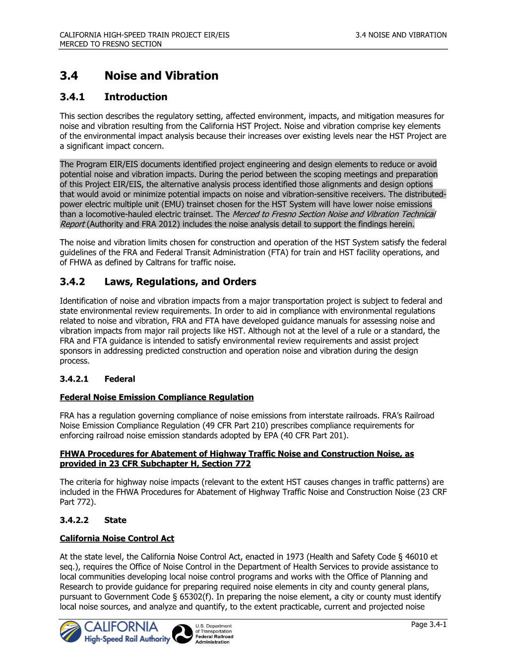 3.4 Noise and Vibration Merced to Fresno Section