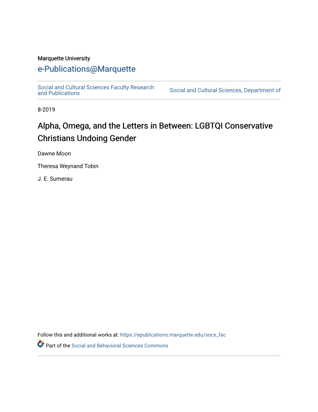 Alpha, Omega, and the Letters in Between: LGBTQI Conservative Christians Undoing Gender