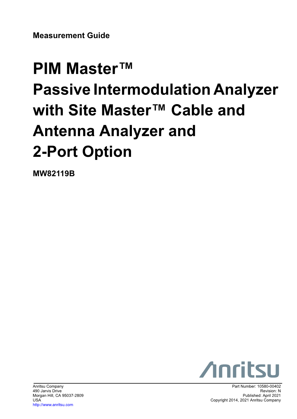 MW82119B PIM Master Measurement Guide
