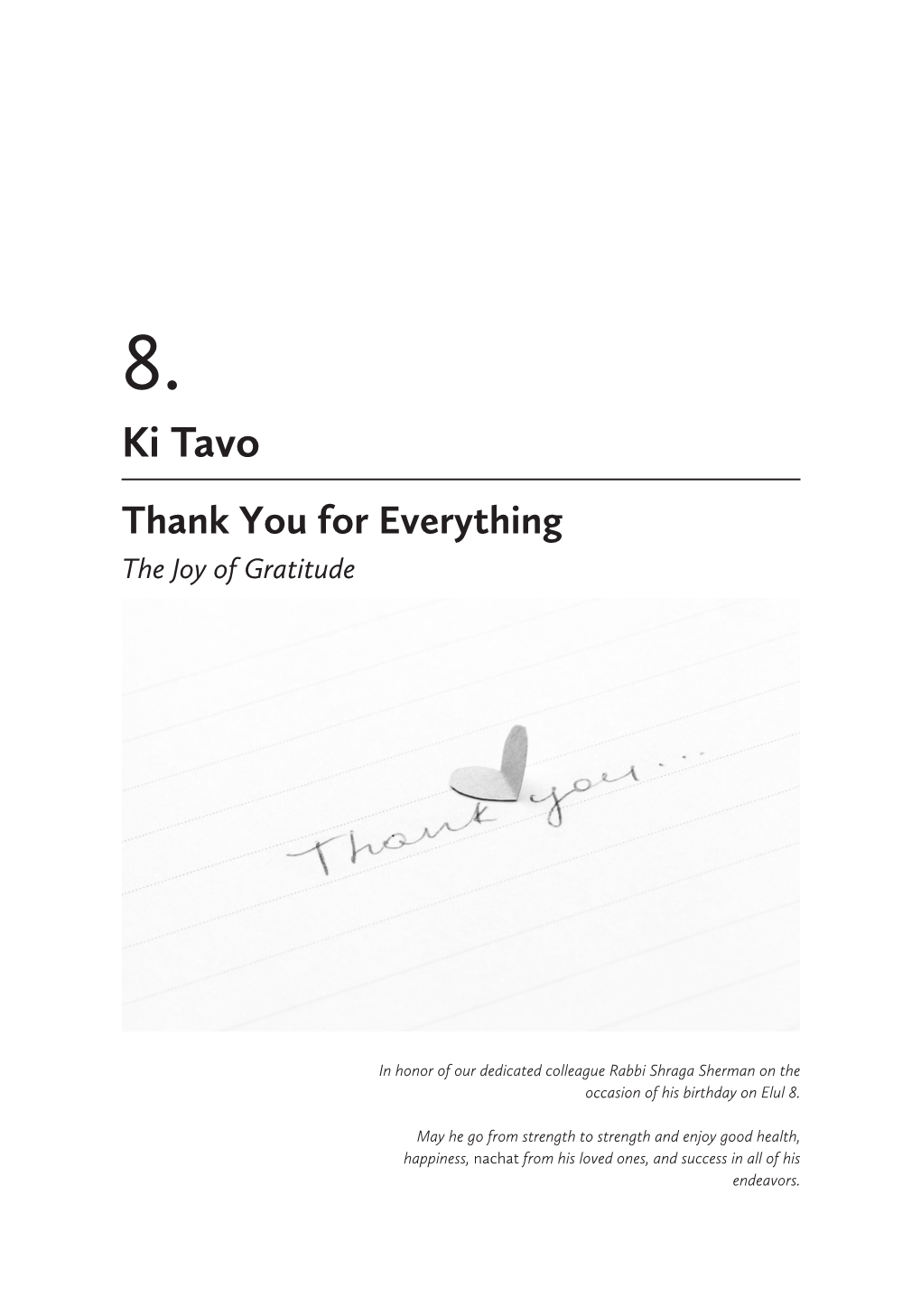 Ki Tavo Thank You for Everything the Joy of Gratitude