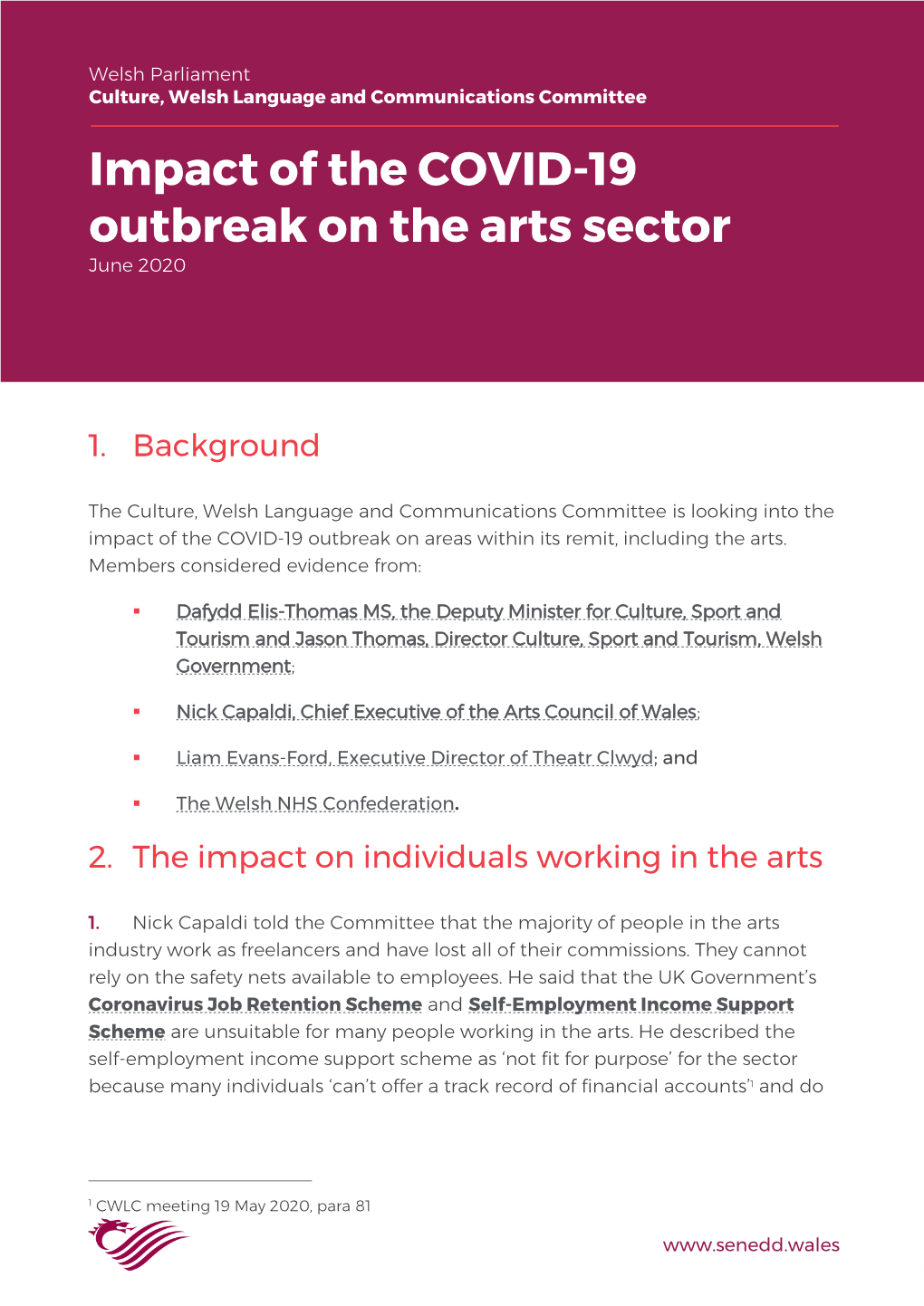 Impact of the COVID-19 Outbreak on the Arts Sector June 2020
