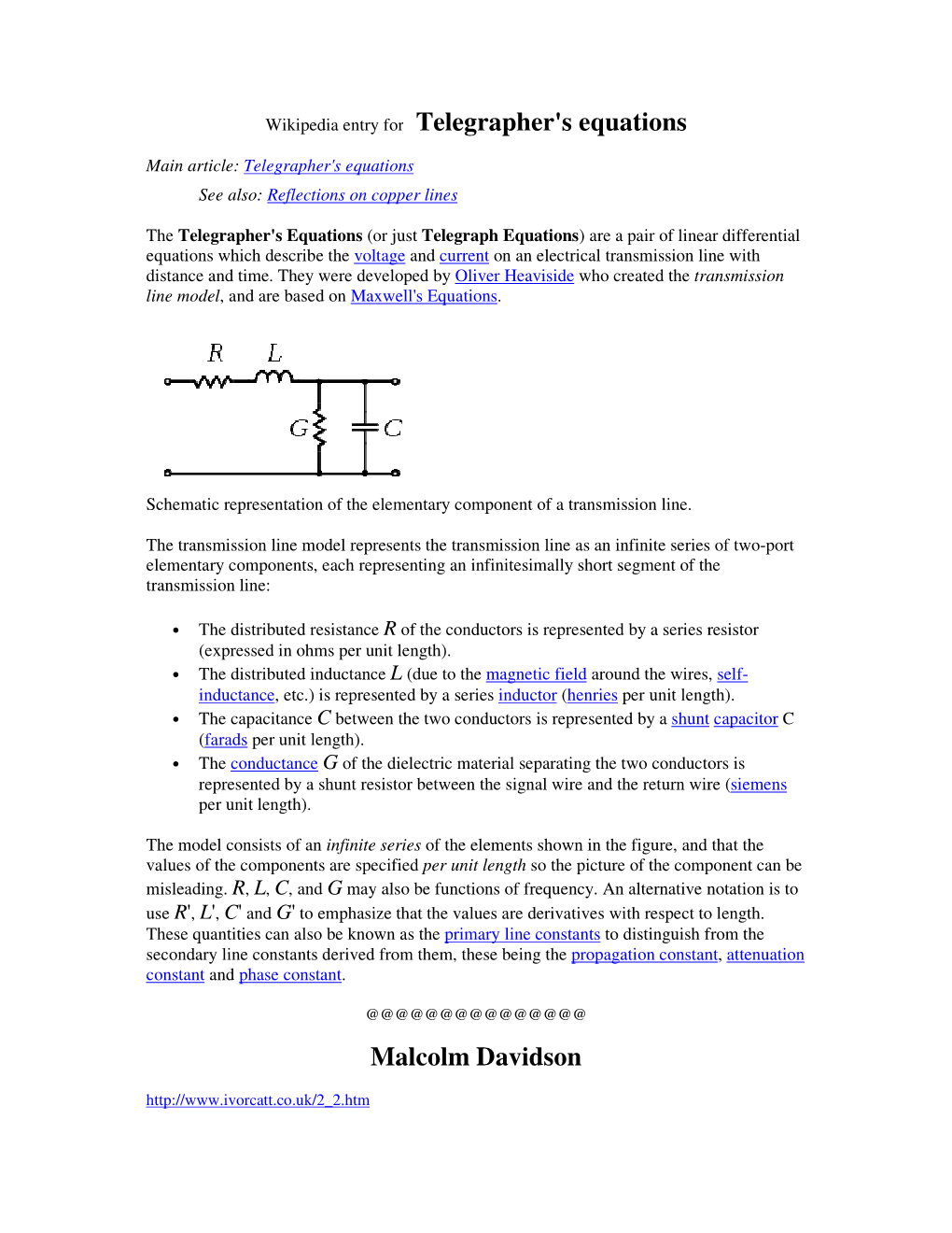 Telegrapher's Equations