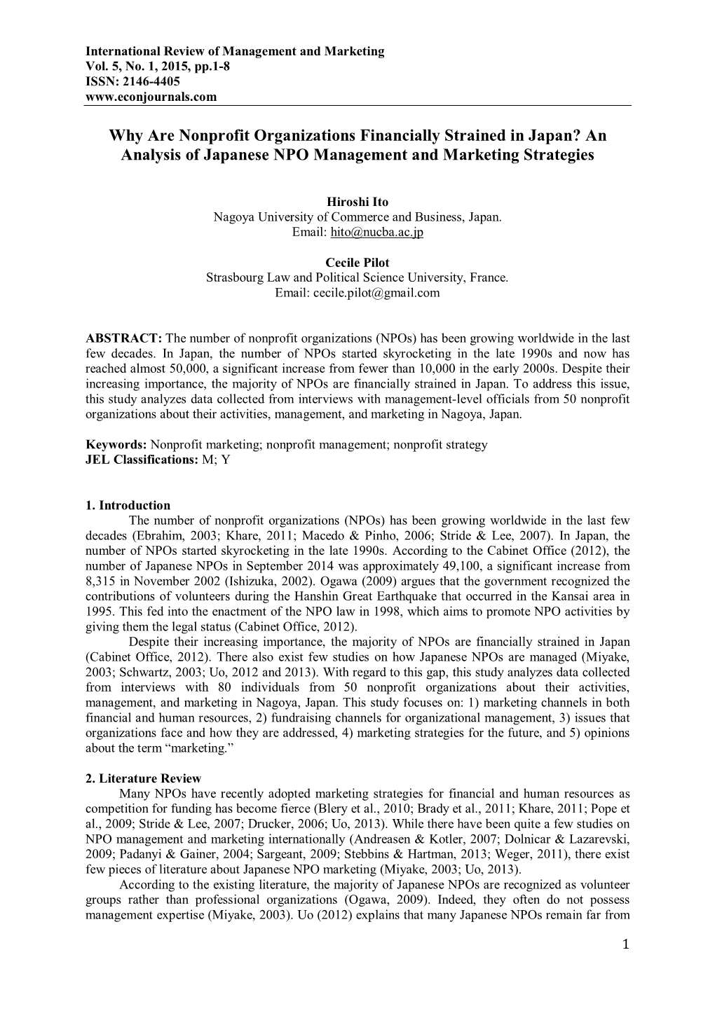 Why Are Nonprofit Organizations Financially Strained in Japan? an Analysis of Japanese NPO Management and Marketing Strategies