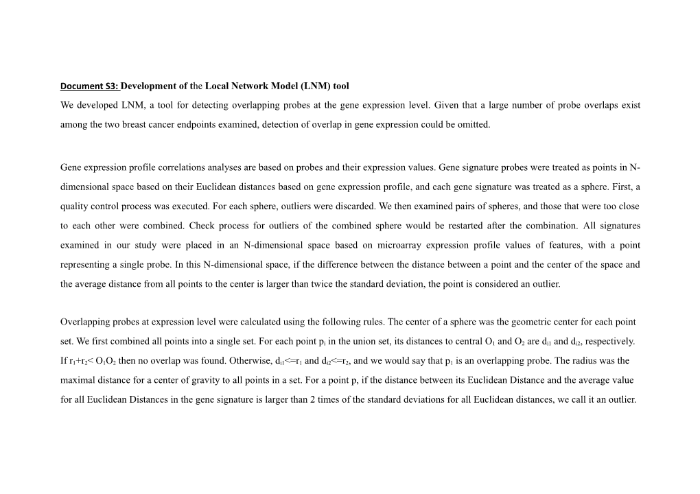 Document S3: Development of the Local Network Model (LNM) Tool