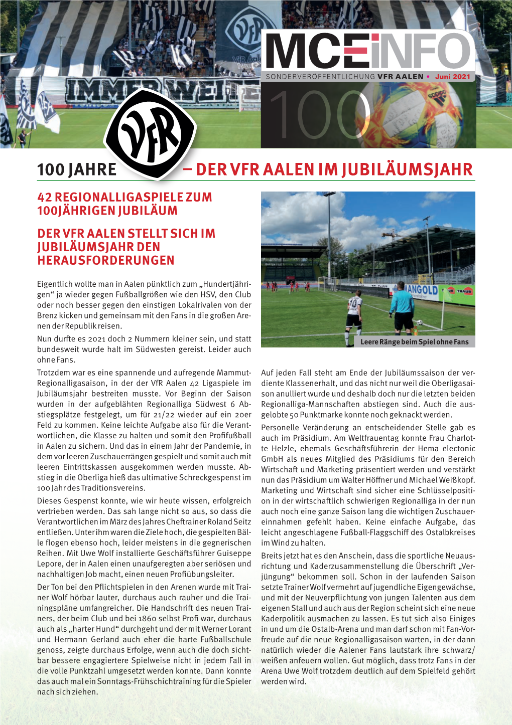 100 Jahre – Der Vfr Aalen Im Jubiläumsjahr 42 Regionalligaspiele Zum 100Jährigen Jubiläum Der Vfr Aalen Stellt Sich Im Jubiläumsjahr Den Herausforderungen