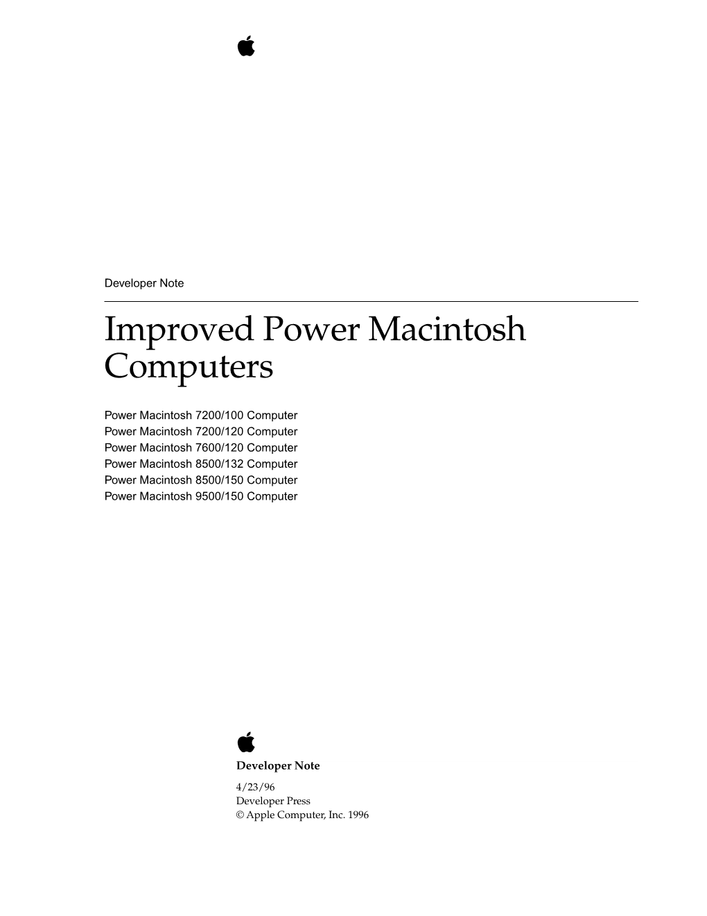 Improved Power Macintosh Computers Developer Note