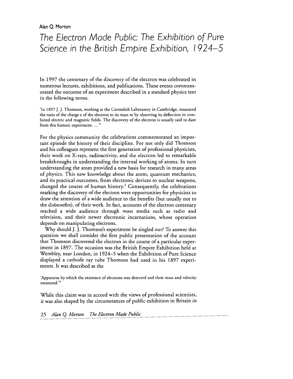 The Exhibition of Pure Science in the British Empire Exhibition, 1924-5