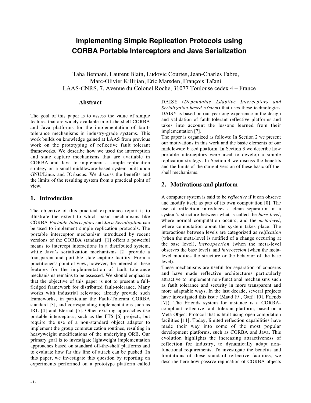 Implementing Simple Replication Protocols Using CORBA Portable Interceptors and Java Serialization