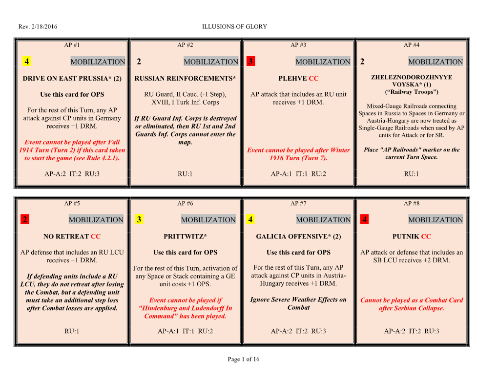 AP & CP Strategy Cards