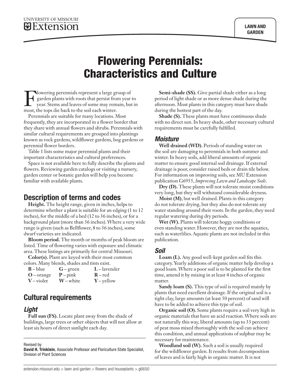 Flowering Perennials: Characteristics and Culture