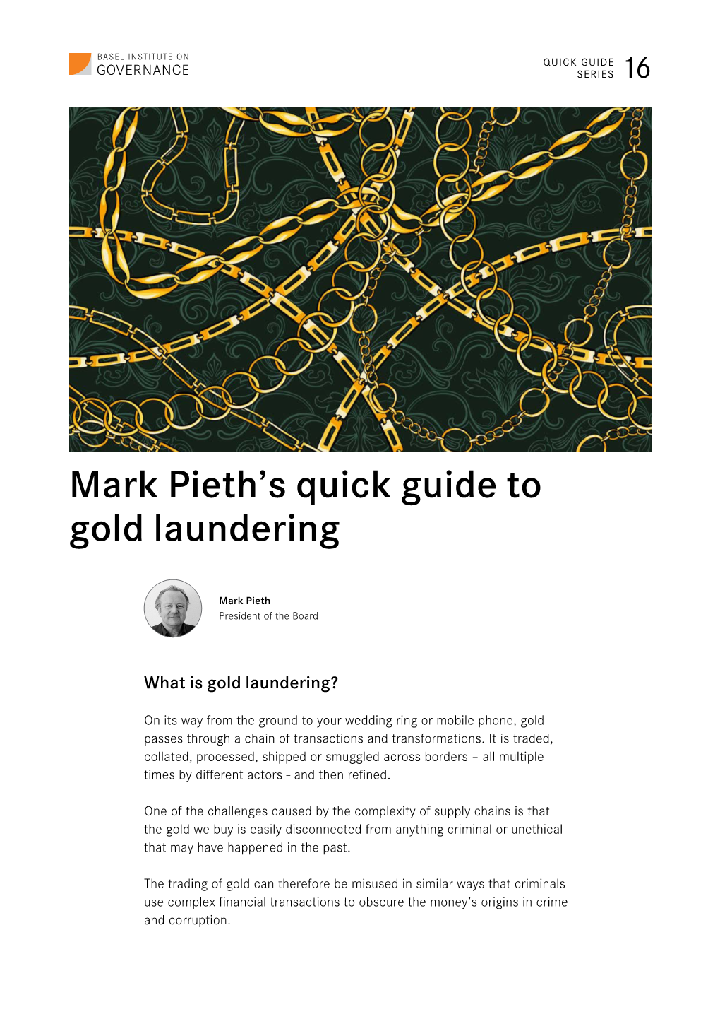 Mark Pieth's Quick Guide to Gold Laundering