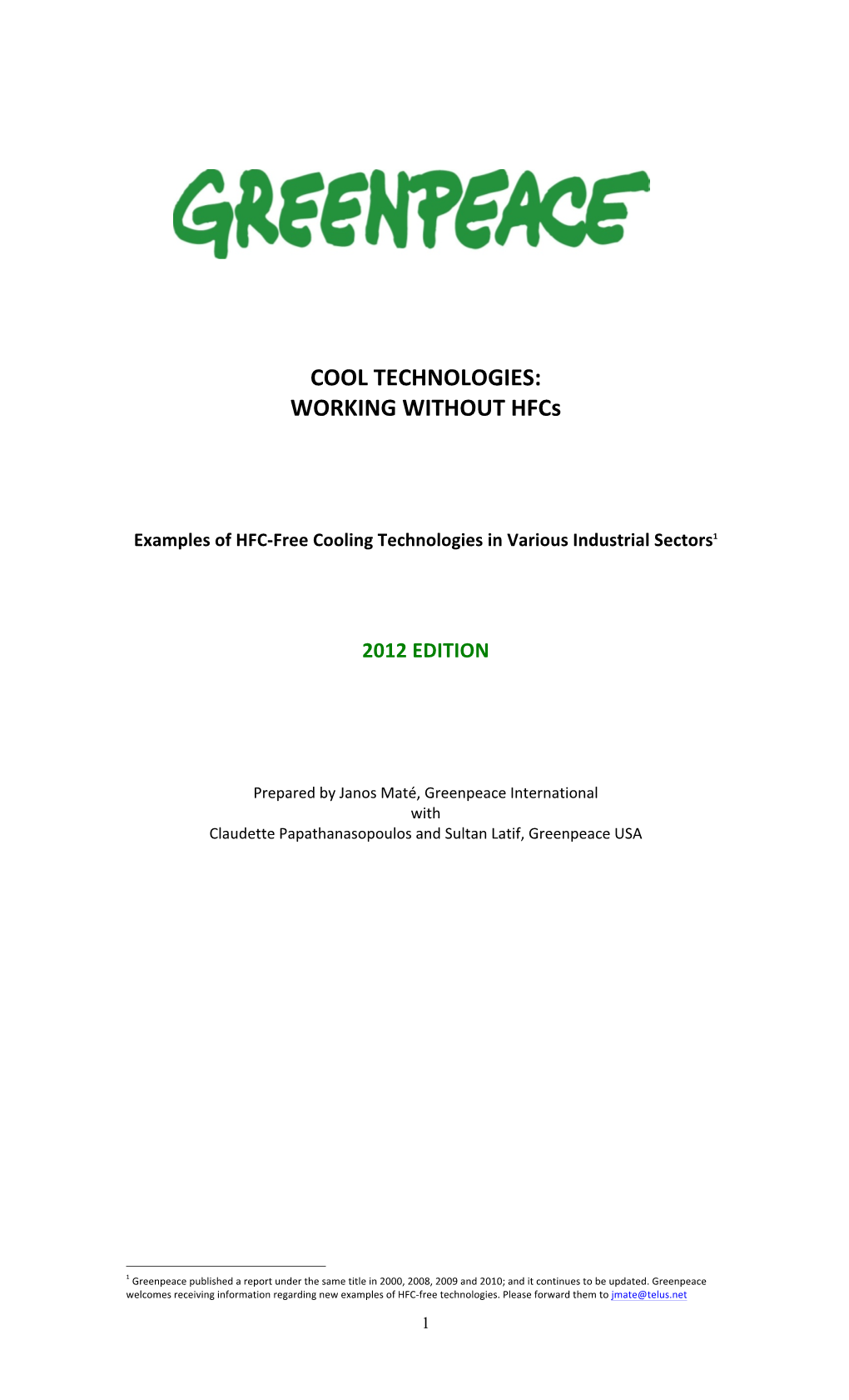 COOL$TECHNOLOGIES:$$ WORKING$WITHOUT$Hfcs$