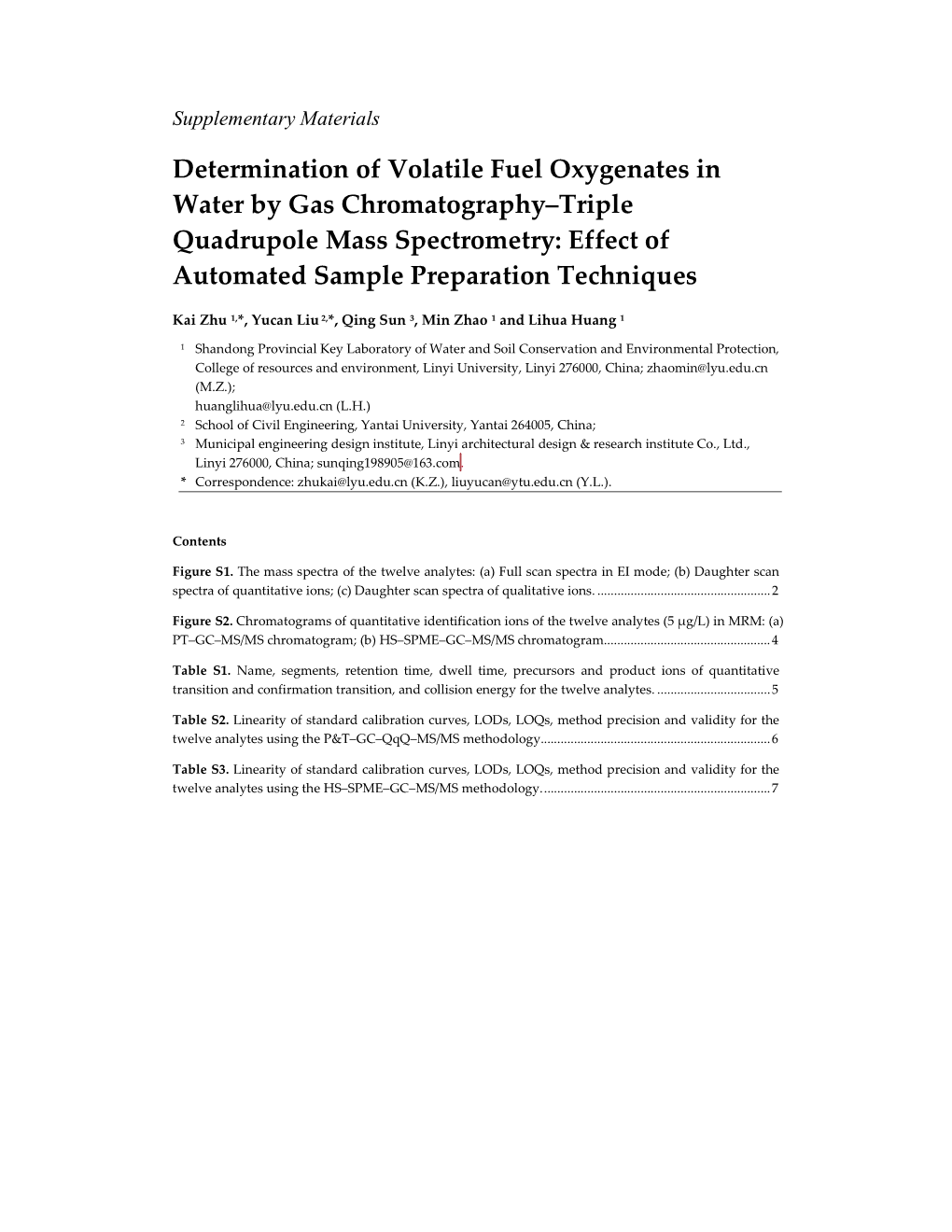 Determination of Volatile Fuel Oxygenates in Water by Gas Chromatography–Triple Quadrupole Mass Spectrometry: Effect of Automated Sample Preparation Techniques